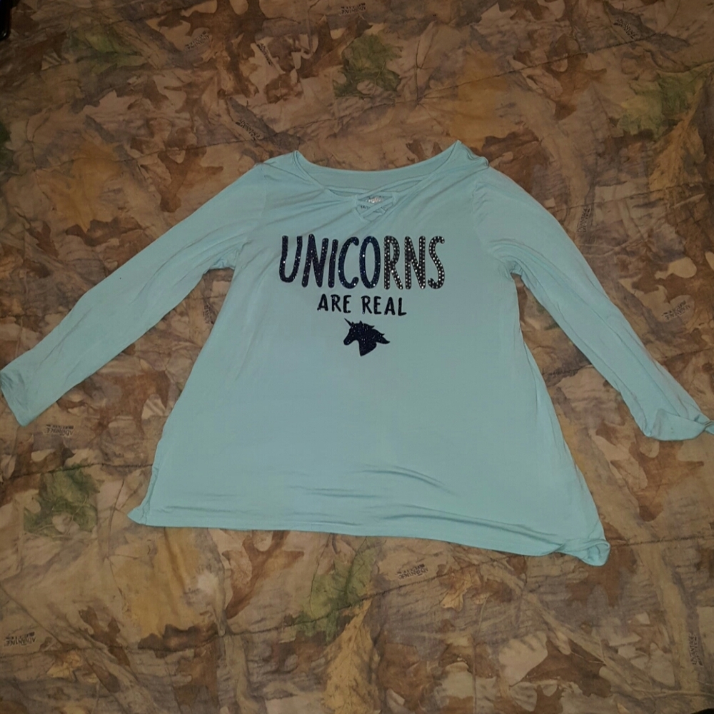 a long sleeve blue shirt